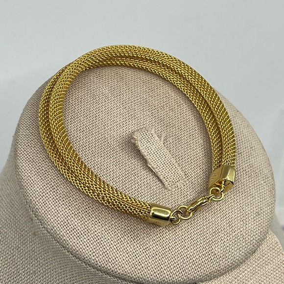 Vintage Rare 1980s Monet Gold-Tone Double Strand Mesh Bracelet - Picture 5 of 14